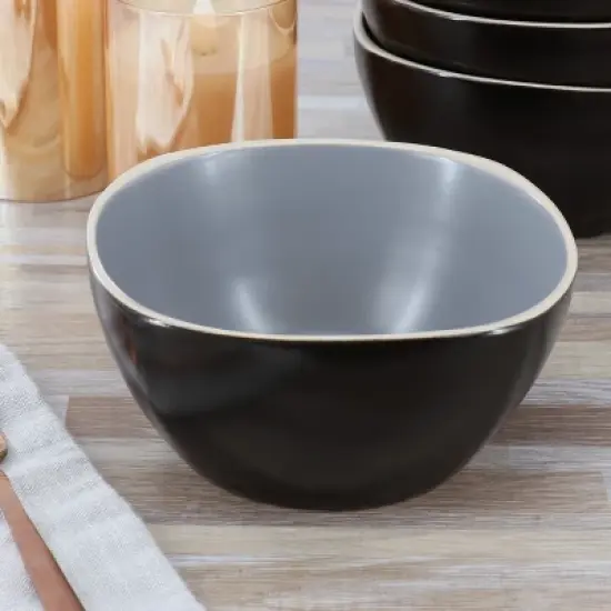 Hometrends Soho Lounge 4 Piece 6 Inch Stoneware Bowl Set in Grey image {4}