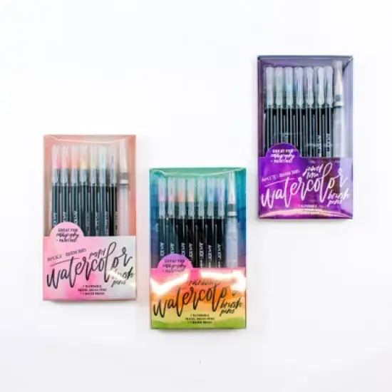 3pk 7+1 Watercolor Brush Pens - Art 101: Artist Markers, 0.4mm, Multicolored, 24 Count, Ages 6+ image {7}