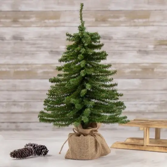 Northlight 1.5 FT Potted Downswept Mini Village Pine Medium Artificial Christmas Tree, Unlit image {1}