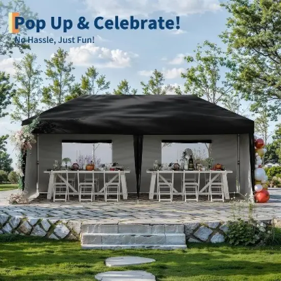 3x6 Meter Instant Canopy Tent, UV Protection Beach Shelter with Sandbags & Wheeled Case, Portable Event Tent for Camping, Outdoor Parties image {4}