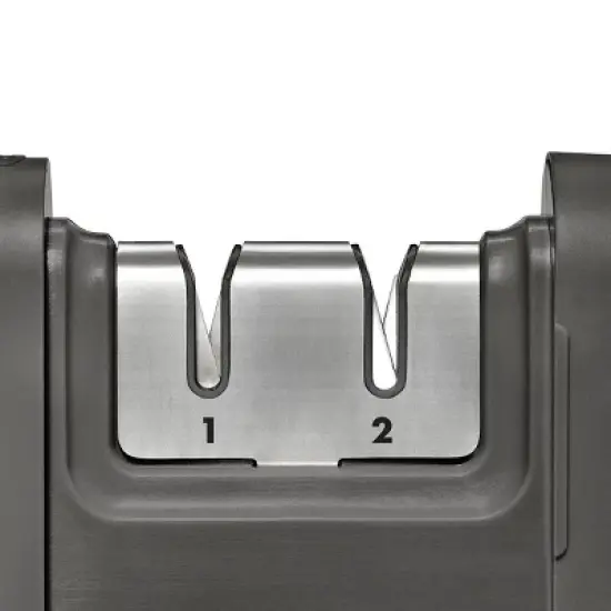 OXO Knife Sharpener: Manual Stainless Steel & Ceramic, Tungsten Carbide, Black, Lifetime Warranty, 5.39" Length image {2}