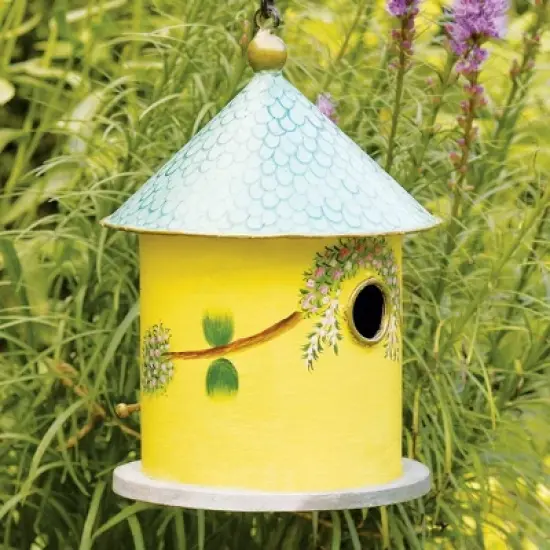 12" Iron Hand Painted Bastion Cottage Birdhouse - ACHLA Designs: Weather-Resistant Metal, No Assembly Required image {1}