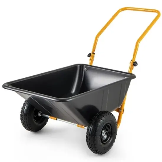 Tangkula Dual-Wheel Wheelbarrow w/ Pneumatic Tires 330 LBS Load Capacity 21 Gal Volume image {11}