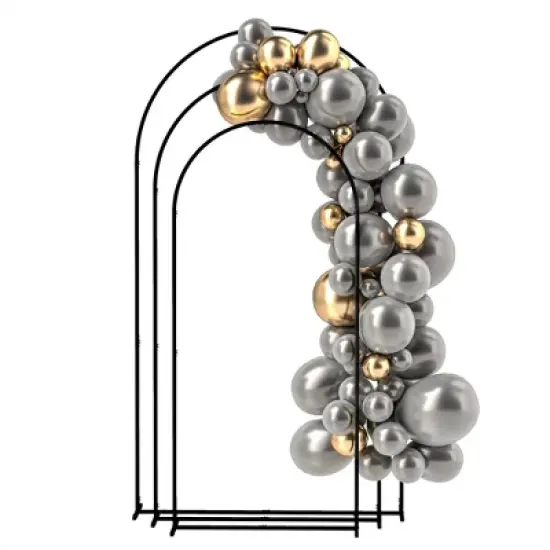 Outsunny Metal Arch Backdrop Stand Set of 3, 7/6.5/6 ft Wedding Arch Frame, Balloon Backdrop Arch Stand Set for Birthday Party image {3}