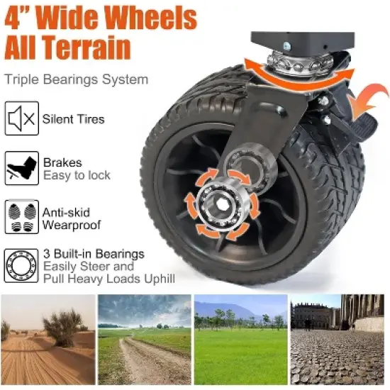 Folding Wagon, Heavy Duty Utility Beach Wagon Cart for Sand with Big Wheels, Adjustable Handle&Drink Holders for Shopping, Camping,Garden and Outdoor image {2}