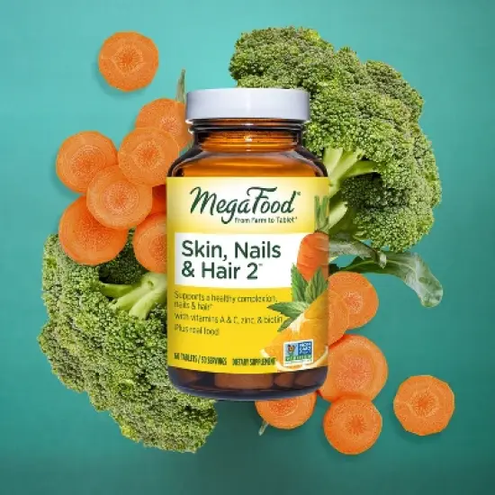 MegaFood Skin, Nails & Hair with with Vitamin A, Vitamin C, Zinc and Biotin Vegan Tablets - 60ct image {3}