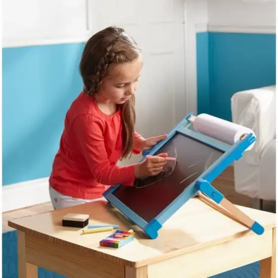 Melissa & Doug Double-Sided Magnetic Tabletop Art Easel - Dry-Erase Board and Chalkboard image {6}