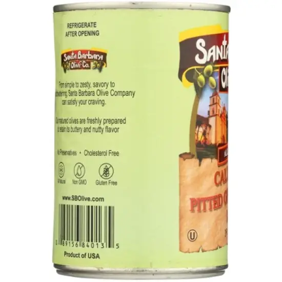 Santa Barbara Olive Co. California Pitted Green Olives Large - Case of 12/6 oz image {3}