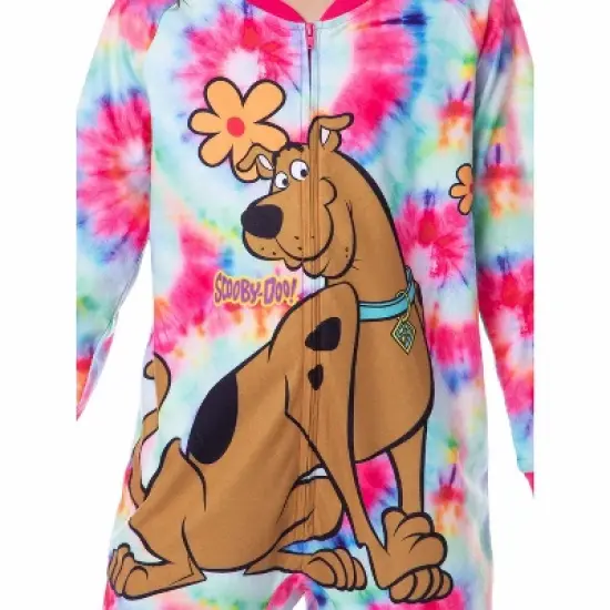 Scooby-Doo Girls' Tie-Dye Flower Power Union Suit Footless Sleep Pajama Multicolored image {2}