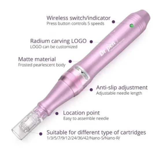 Dr. Pen Ultima Electric Derma Pen Stamp Auto MicroNeed1e Roller with 9 PCS Cartridges - M7-C image {4}