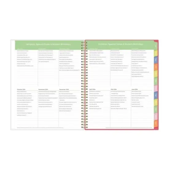 Blue Sky 8.5"x11" 2025-2026 Weekly/Monthly Wirebound Teacher Lesson Planner Printed Apple Sketch, Teacher Supplies image {9}