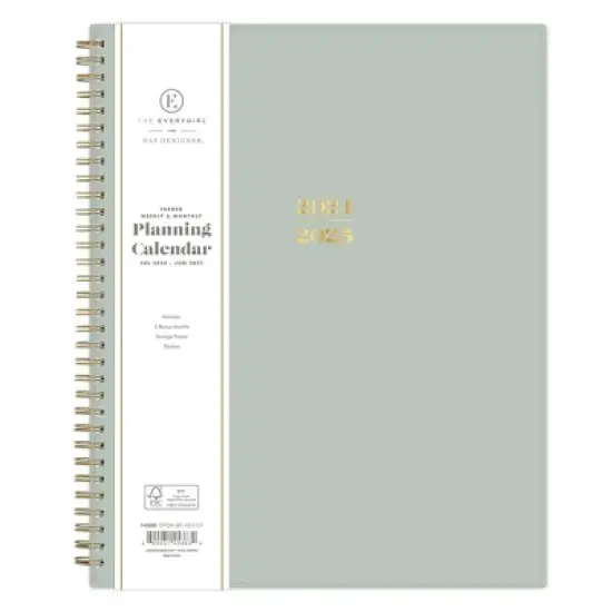 The Everygirl X Day Designer 2024-25 Weekly/Monthly Planner 11"x8.5" Wirebound Soft Sage: Adult Agenda, Tabs, July-June image {2}