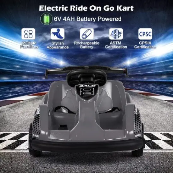 Costway 6V Electric Go Kart for Kids Electric Ride On Car w/ 2.4G Remote Control w/Soft Start Sound and Music Function image {7}
