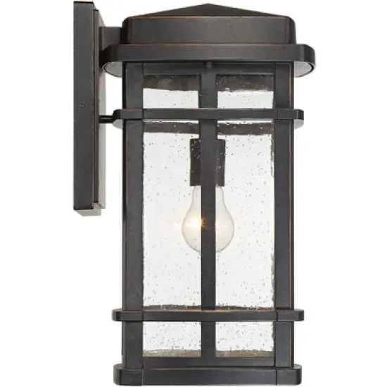 John Timberland Neri Mission Outdoor Wall Light Fixture Oil Rubbed Bronze 16" Clear Seedy Glass for Post Exterior Barn Deck House Porch Yard Patio image {5}