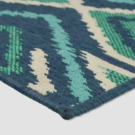 Myrtle Geometric Outdoor Rug Navy/Green - Christopher Knight Home image {1}