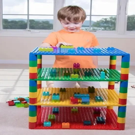 Strictly Briks Large Classic Stackable Baseplates & Building Bricks, Basic Colors (52-pieces) image {2}