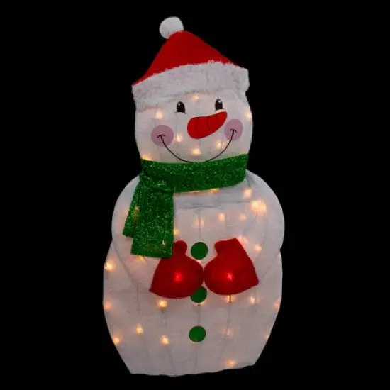 Northlight 32" Lighted 2D Chenille Snowman with Scarf Outdoor Christmas Decoration image {2}