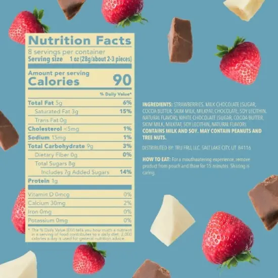 Tru Fru White and Milk Chocolate Frozen Strawberries - 8oz image {2}