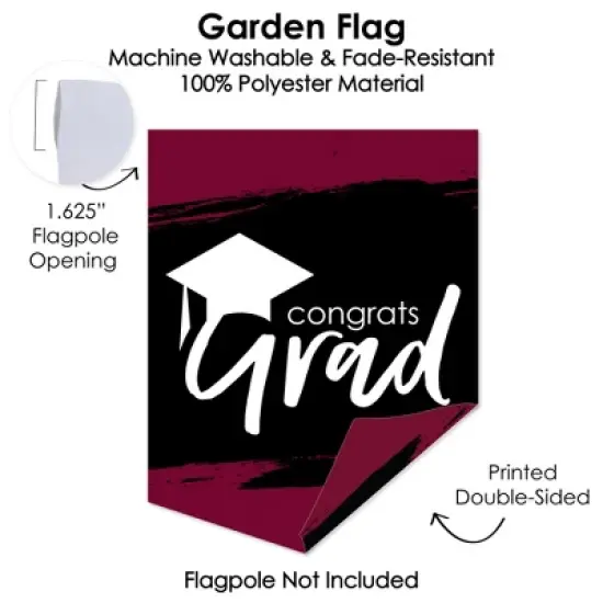 Big Dot of Happiness Maroon Grad - Best is Yet to Come - Outdoor Home Decorations - Double-Sided Burgundy Graduation Party Garden Flag - 12 x 15.25 in image {2}