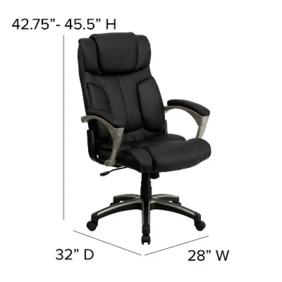 Flash Furniture Hansel High Back Folding Black LeatherSoft Executive Swivel Office Chair with Arms image {3}