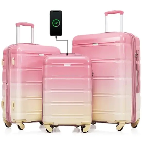 XINGHANZHENXUAN 3-Piece Luggage Set, 20" Carry-On Hard Shell Suitcase with Spinner Wheels image {13}