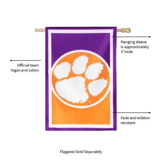 Evergreen Flag, DS New Burlap, Reg, Clemson University image {2}
