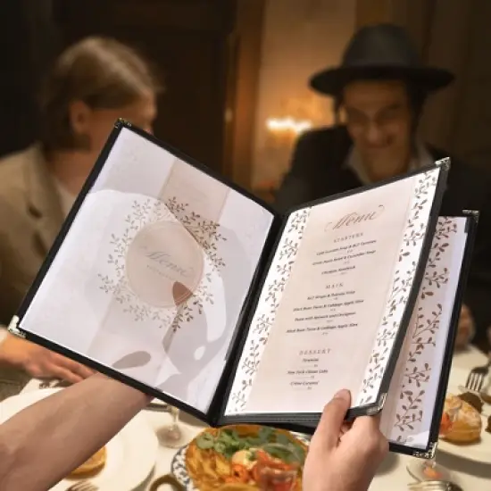 WeChef 30 Non-Toxic Menu Covers 8.5 x 11" Black Book Style Cafe 3 Page 6 View image {6}