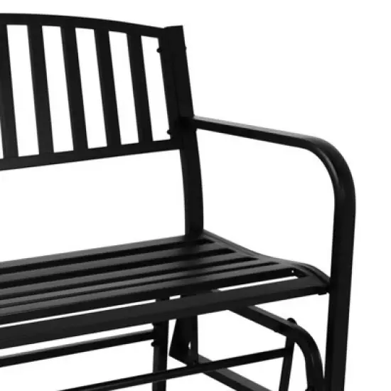 Sunnydaze 50" 2-Person Metal Outdoor Glider Bench, Black image {2}