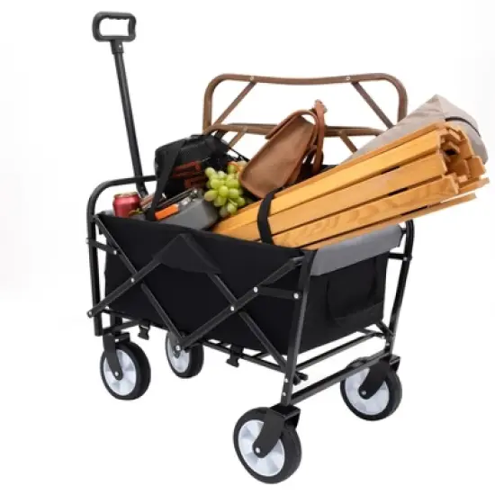 Collapsible Foldable Wagon Cart Beach Wagon Heavy Duty Utility Cart  For For Camping With 3Pcs Plastic Liner Bag image {6}