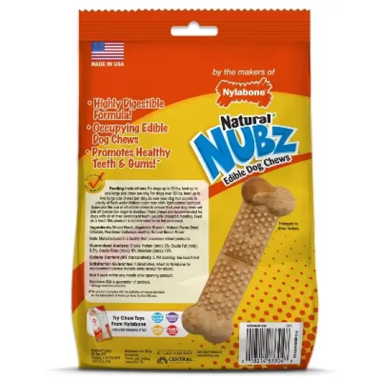Nylabone Natural Medium Nubz Chicken Flavored Chewy Dental Treats Dog Treats - 12ct image {1}