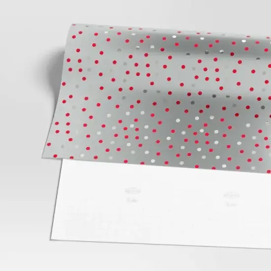 30&rdquo; 25 sq ft Christmas Roll Wrap Red Gray Silver Dot - Wondershop&trade; image {2}