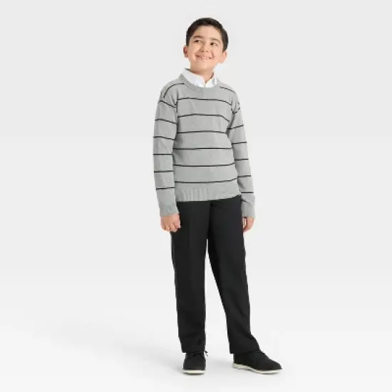 Boys' Striped Pullover Sweater - Cat & Jack&trade; Olive Green/Cream image {2}
