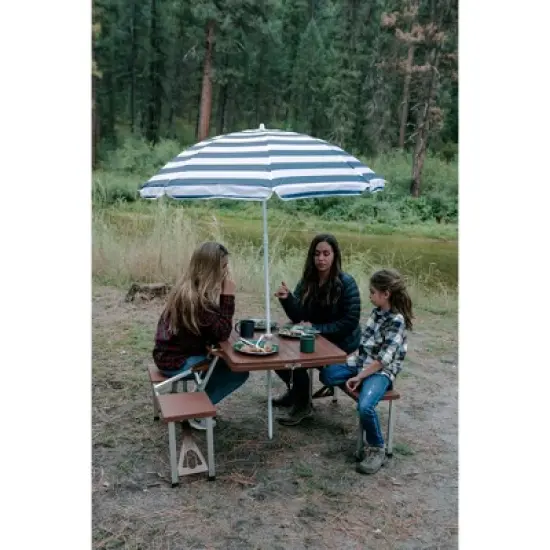 Stansport Picnic Table and Umbrella Combo Pack Wood Grain image {6}