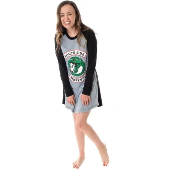 Riverdale Women's Southside Serpents Raglan Sleep Shirt Pajama Nightgown image {2}