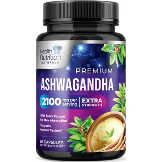 Ashwagandha 2,100 mg Extra Strength Stress & Mood Support with Black Pepper - 60 Count;120 Count image {10}