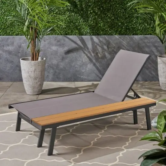 Patio Chaise Lounge with Mesh Seating and Built-In Side Table,Chaise Lounge Chair with Adjustable Recline-Maison Boucle image {7}