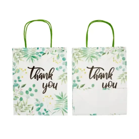 Sparkle and Bash 50 Pack Medium Thank You Paper Gift Bags with Handles for Party Favors, Shopping Merchandise Bags, White, 10x8 in image {4}