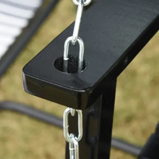 Outsunny 2-Seater Hanging Porch Swing Outdoor Patio Swing Chair Seat with Slatted Build and Chains, 440lbs Weight Capacity image {4}