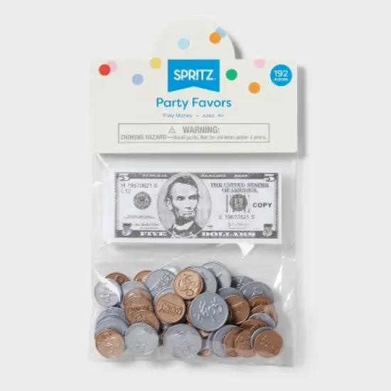 Play Money Party Favor - Spritz&trade;: Realistic Fake Money for Kids, Multicolor, 192 Pieces, Ages 4+ image {2}