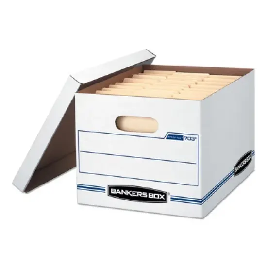 Bankers Box STOR/FILE Basic-Duty Storage Boxes, Letter/Legal Files, 12" x 16.25" x 10.5", White, 20/Carton image {1}