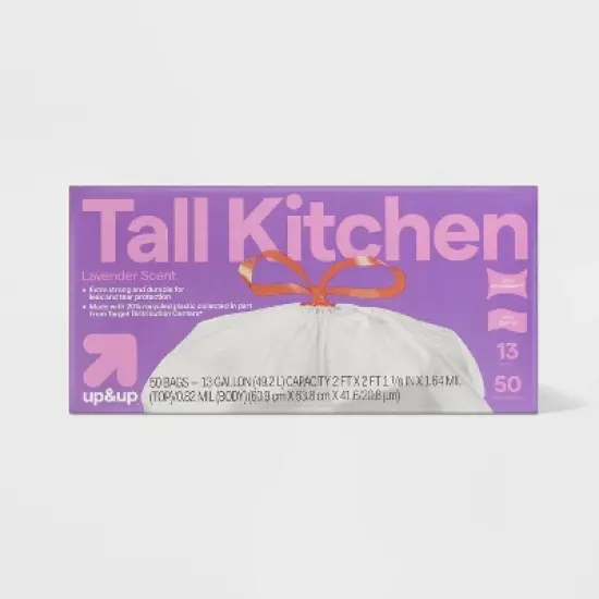 UltraStretch Tall Kitchen Drawstring Trash Bags - Lavender Scent - 13gal - up&up&trade; image {6}