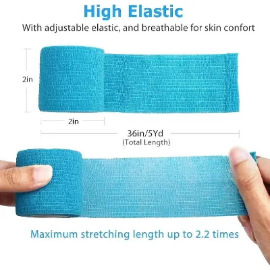 LotFancy Self Adhesive Bandage Wrap, 2" x 5 Yards, 10 Rolls Breathable Sports Tape, Multicolor image {2}