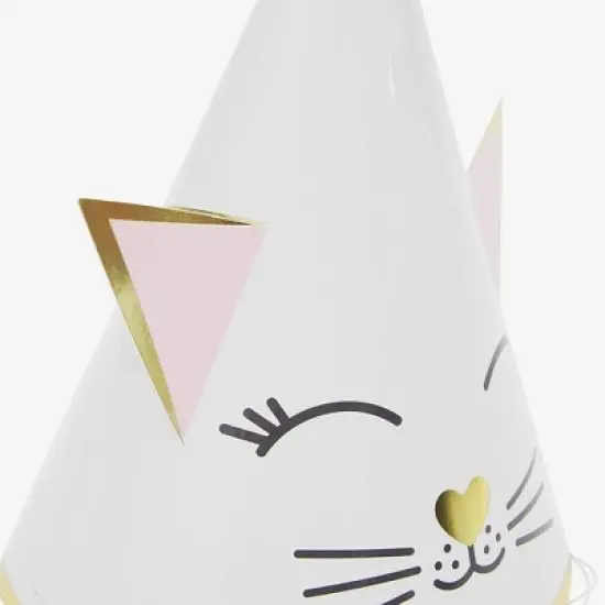 Sparkle and Bash 24-Pack Cat Party Cone Hats for Kitten Themed Kids Birthday Supplies and Decorations, White image {3}