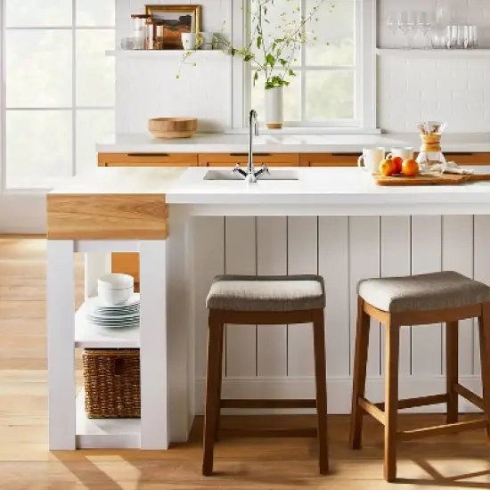 Candor Wood and Upholstered Saddle Counter Height Barstool - Threshold&trade; image {1}