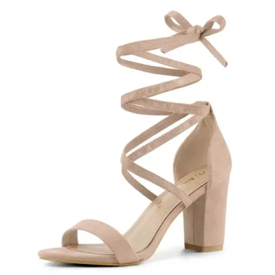 Allegra K Women's Open Toe Lace Up Chunky High Heels Sandals image {18}