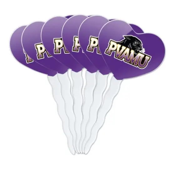 Prairie View A&M Primary Logo Heart Love Cupcake Picks Toppers Decoration Set of 6 image {7}