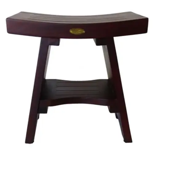 DecoTeak&reg; Serenity&reg; 18" Teak Wood Shower Bench with Shelf in Woodland Brown Finish image {1}