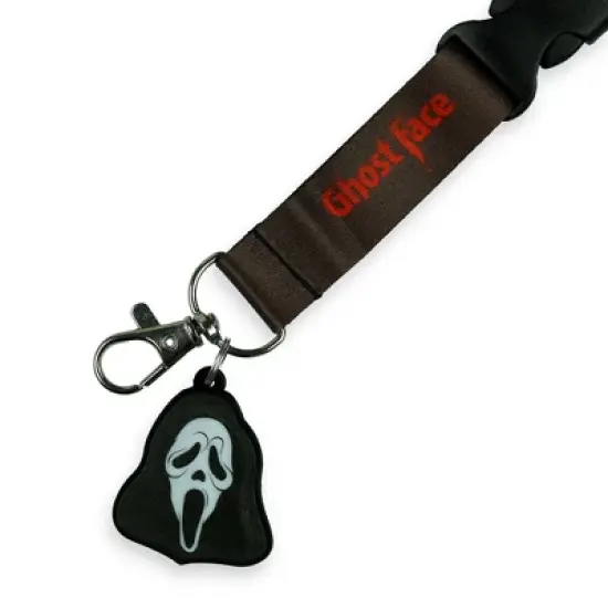 Ghostface Breakaway Lanyard Blood Splatter ID Badge Holder With 2" Rubber Charm Black image {2}