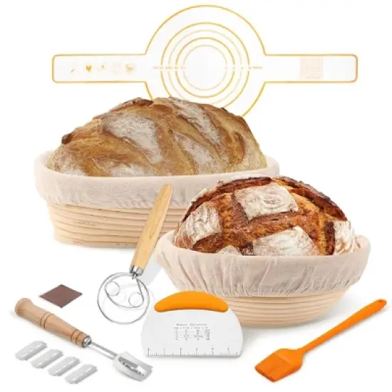 Cheer Collection Complete Bread Proofing Basket Set &ndash; Round & Oval Banneton Baskets with Essential Baking Tools for Artisan Sourdough Bread image {8}