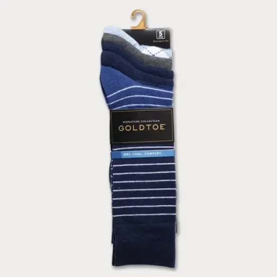 Signature Gold by GOLDTOE Men's Colorblock Crew Socks 5pk - Navy image {1}